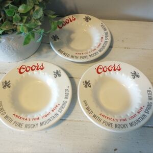 Vtg Coors Ashtray Lot of 3 Man Cave Bar Accessories Alcohol Tobacco Advertising